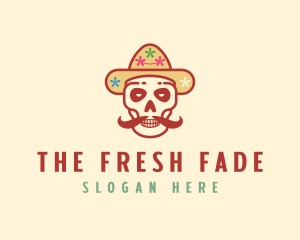 Mustache Calavera Skull logo design