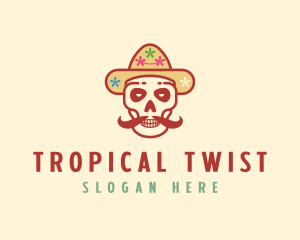 Mustache Calavera Skull logo design