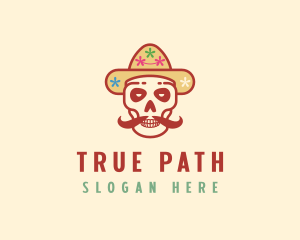 Mustache Calavera Skull logo design