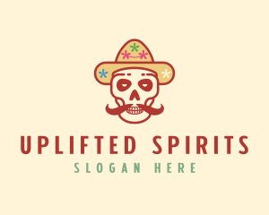 Mustache Calavera Skull logo design