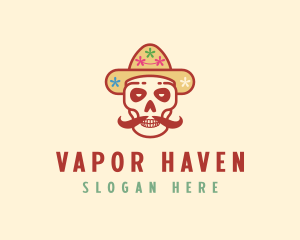 Mustache Calavera Skull logo design