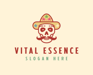 Mustache Calavera Skull logo design