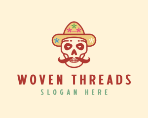 Mustache Calavera Skull logo design