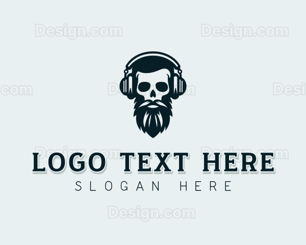 Podcaster Beard Skull Logo