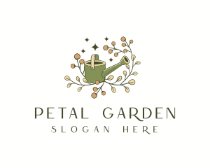 Floral Watering Can Gardening logo design