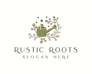 Floral Watering Can Gardening logo design