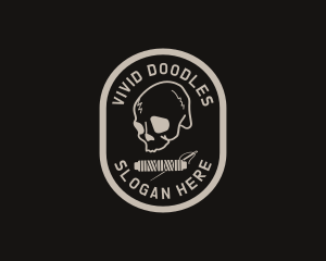 Retro Skull Thread Apparel logo design