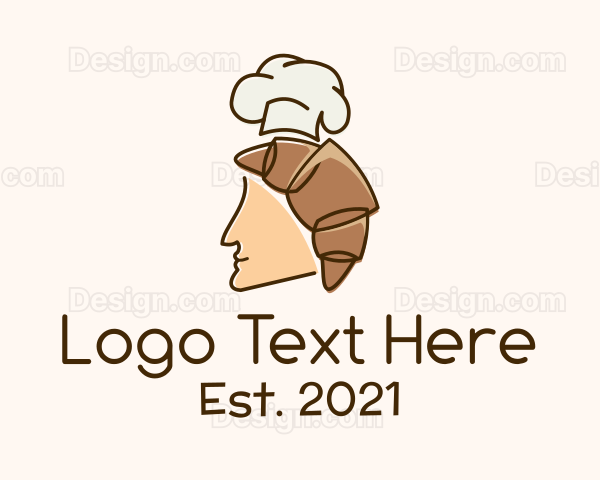 Croissant Man Chef Logo