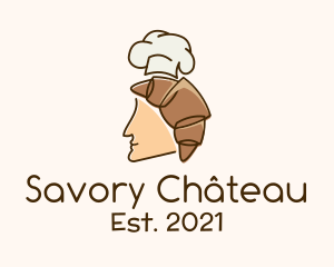 Croissant Man Chef logo design