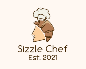 Croissant Man Chef logo design