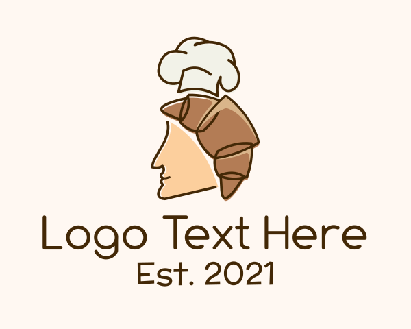 Croissant Man Chef logo