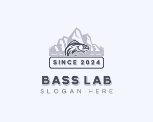 Mountain Sea Bass Fishing logo design