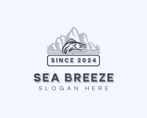 Mountain Sea Bass Fishing logo design