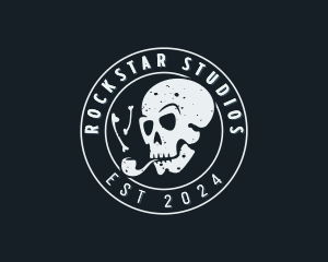 Bone Cigarette Skull logo design