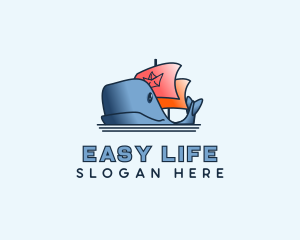 Whale Boat Ship logo design