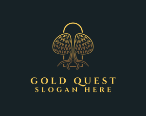 Gold Brain Tree logo design