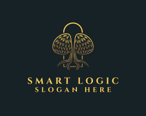 Gold Brain Tree logo design