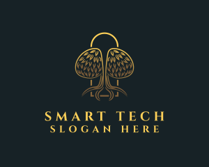 Gold Brain Tree logo design