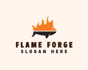 Seafood Fish Fire logo design