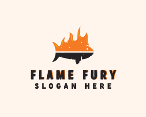 Seafood Fish Fire logo design