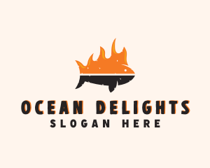 Seafood Fish Fire logo