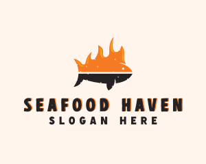 Seafood Fish Fire logo design