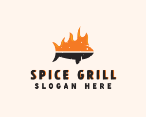 Seafood Fish Fire logo design