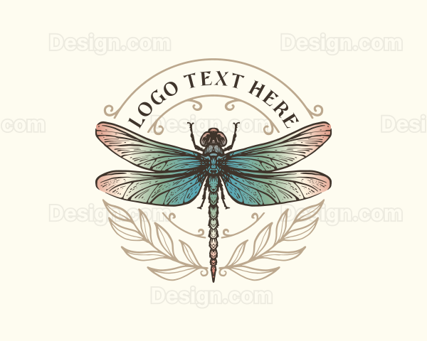 Leaf Insect Dragonfly Logo