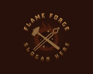 Blacksmith Hammer Tong logo design