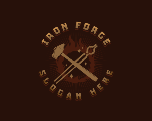 Blacksmith Hammer Tong logo design