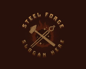 Blacksmith Hammer Tong logo design