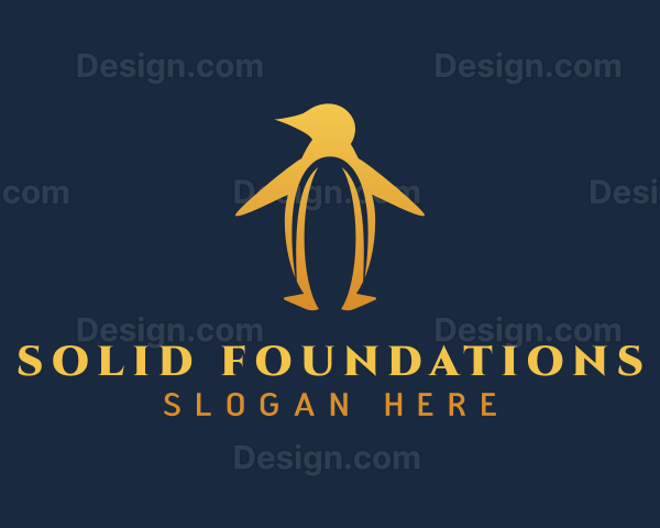 Golden Penguin Bird Logo