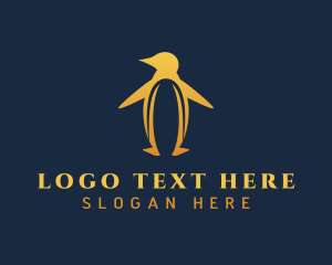 Golden Penguin Bird Logo