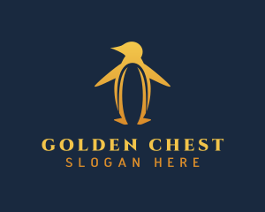 Golden Penguin Bird logo design