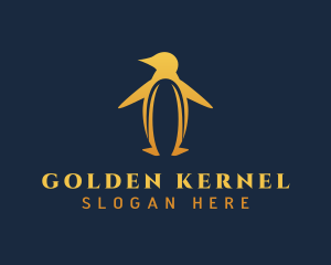 Golden Penguin Bird logo design