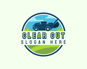 Grass Cutting Lawn Mower logo design