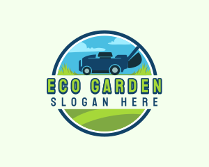 Grass Cutting Lawn Mower logo design