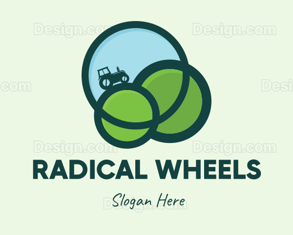 Green Eco Tractor Farming Logo