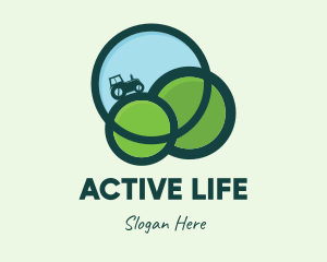 Green Eco Tractor Farming logo design