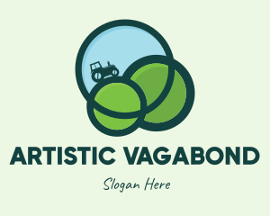 Green Eco Tractor Farming logo design