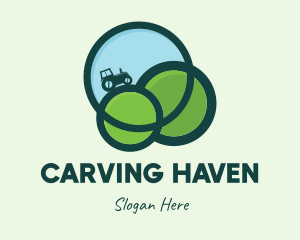 Green Eco Tractor Farming logo design