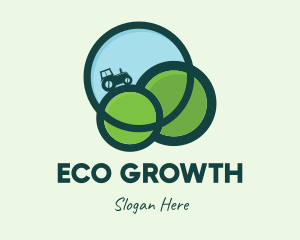 Green Eco Tractor Farming logo design