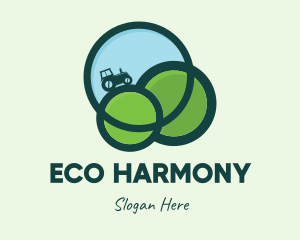 Green Eco Tractor Farming logo design