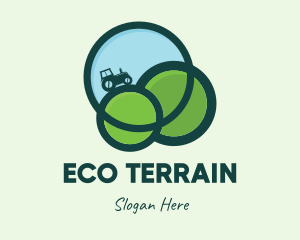 Green Eco Tractor Farming logo design