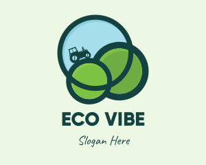 Green Eco Tractor Farming logo design