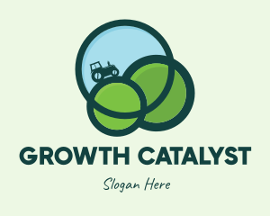 Green Eco Tractor Farming logo design