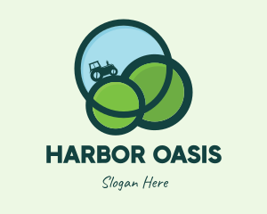 Green Eco Tractor Farming logo design