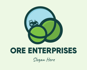 Green Eco Tractor Farming logo design