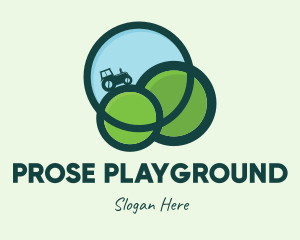 Green Eco Tractor Farming logo design