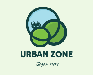 Green Eco Tractor Farming logo design